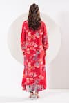 Shop_Ekavira_Red Crepe Silk Printed Botanic Round Rukhmani Asymmetric Kaftan With Pant _at_Aza_Fashions