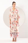 Ekavira_Ivory Crepe Silk Printed Mughal Floral Sawani Kaftan With Wrapped Palazzo _Online_at_Aza_Fashions