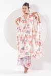 Buy_Ekavira_Ivory Crepe Silk Printed Mughal Floral Sawani Kaftan With Wrapped Palazzo 