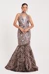 Buy_Chaashni by Maansi and Ketan_Pink Net Embellished Sequin Halter Gown _at_Aza_Fashions