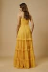 Shop_EWOKE_Yellow Georgette Embellished Bead Sweetheart Floral Tiered Gown _at_Aza_Fashions