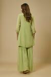 Shop_EWOKE_Green Crepe Embellished Bead Floral Thread Embroidered Kurta With Sharara _at_Aza_Fashions