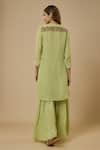 Shop_EWOKE_Green Crepe Embellished Bead V-neck Kurta With Sharara _at_Aza_Fashions