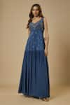 Buy_EWOKE_Blue Crepe Embellished Bead Sweetheart Floral Vine Gown _Online_at_Aza_Fashions