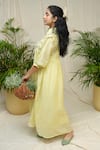 Shop_KKANYAAH_Yellow Silk, , Handloom Embroidery Collared Daffodil Delight Dress _at_Aza_Fashions
