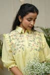 Shop_KKANYAAH_Yellow Silk, , Handloom Embroidery Collared Daffodil Delight Dress _Online_at_Aza_Fashions