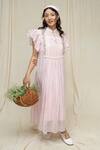 KKANYAAH_Pink , Silk, Handloom Tassels Vintage Vista Embroidered Dress _Online_at_Aza_Fashions