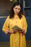 Buy_KKANYAAH_Yellow Silk, Cotton Embroidery, Lace Round Neck Retro Royal Midi Dress _Online_at_Aza_Fashions