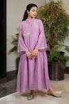 Buy_KKANYAAH_Purple Silk, , Handloom Embroidery Mandarin Blanc Duo Midi Dress _at_Aza_Fashions