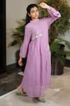 Buy_KKANYAAH_Purple Silk, , Handloom Embroidery Mandarin Blanc Duo Midi Dress _Online_at_Aza_Fashions