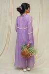 Shop_KKANYAAH_Purple Handwoven Silk Hand Embroidered Thread Brookside Breezy Midi Dress _at_Aza_Fashions