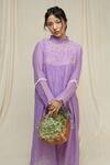 KKANYAAH_Purple Handwoven Silk Hand Embroidered Thread Brookside Breezy Midi Dress _Online_at_Aza_Fashions