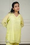 Buy_KKANYAAH_Yellow Kurta Handwoven Silk Hand Embroidered Cutwork Pristine Lace Co-ord Set _Online_at_Aza_Fashions