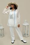 Buy_KKANYAAH_Off White Top Handwoven Silk Hand Embroidered Retro Royal Shirt And Pant Set _at_Aza_Fashions