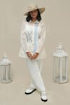 Buy_KKANYAAH_Off White Top Handwoven Silk Hand Embroidered Retro Royal Shirt And Pant Set _Online_at_Aza_Fashions