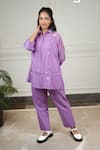 Buy_KKANYAAH_Purple Kurta Handwoven Silk Hand Embroidered 3 D Flower Bloom Burst Co-ord Set _at_Aza_Fashions