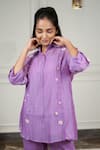 Buy_KKANYAAH_Purple Kurta Handwoven Silk Hand Embroidered 3 D Flower Bloom Burst Co-ord Set _Online_at_Aza_Fashions