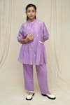 Buy_KKANYAAH_Purple Kurta Handwoven Silk Hand Embroidered Flower Buttercup Bliss Co-ord Set _at_Aza_Fashions