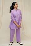 Shop_KKANYAAH_Purple Kurta Handwoven Silk Hand Embroidered Flower Buttercup Bliss Co-ord Set _at_Aza_Fashions