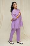 KKANYAAH_Purple Kurta Handwoven Silk Hand Embroidered Flower Buttercup Bliss Co-ord Set _Online_at_Aza_Fashions