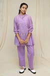 Buy_KKANYAAH_Purple Kurta Handwoven Silk Hand Embroidered Flower Buttercup Bliss Co-ord Set _Online_at_Aza_Fashions