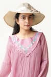 KKANYAAH_Pink Dress Handwoven Silk Hand Embroidered Flower Round Retro Royal _Online_at_Aza_Fashions