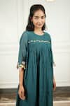 Buy_KKANYAAH_Green Dress Handwoven Silk Hand Embroidered Flower Round Winged Beauty _Online_at_Aza_Fashions