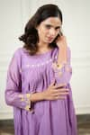 KKANYAAH_Purple Dress Handwoven Silk Hand Embroidered Flower Round Winged Beauty _Online_at_Aza_Fashions