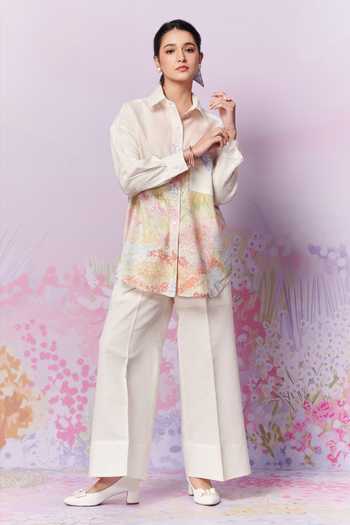 Shop_Moh India_Pink Moh Sense Linen Print Strawberry Collar Meadow Garden Shirt _Online_at_Aza_Fashions