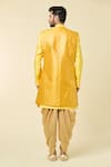 Shop_Aryavir Malhotra_Yellow Silk Embroidered Thraedwork Checkered Sequin Jacket _at_Aza_Fashions