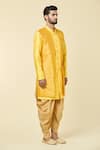 Buy_Aryavir Malhotra_Yellow Silk Embroidered Thraedwork Checkered Sequin Jacket _Online_at_Aza_Fashions