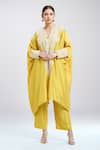 Buy_Mrunalini Rao_Yellow Embroidered Floral V Neck Paisley Kaftan And Pant Set _at_Aza_Fashions