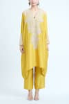 Buy_Mrunalini Rao_Yellow Embroidered Floral V Neck Paisley Kaftan And Pant Set _Online_at_Aza_Fashions