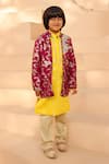 Buy_FAYON KIDS_Purple Kurta Brocade Woven Floral Embroidered Jacket With Set _at_Aza_Fashions