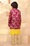 Shop_FAYON KIDS_Purple Kurta Brocade Woven Floral Embroidered Jacket With Set _at_Aza_Fashions