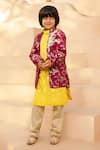 FAYON KIDS_Purple Kurta Brocade Woven Floral Embroidered Jacket With Set _Online_at_Aza_Fashions