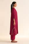 Buy_Dot_Pink Cotton Silk Hand Embroidered Dabka Round Kumud Kurta With Pant _Online_at_Aza_Fashions