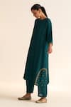 Dot_Blue Cotton Silk Hand Embroidered Dabka Round Kumud Kurta With Pant _Online_at_Aza_Fashions