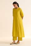 Buy_Dot_Yellow Cotton Embroidered Bead Round Albela Placement Kurta And Pant Set _at_Aza_Fashions