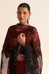 Shop_Dot_Black Organza Bloom Anaar Butta Dupatta _at_Aza_Fashions