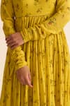 Shop_Dot_Yellow Cotton Printed Floral Round Chintz Ghoomar Anarkali And Pant Set _Online_at_Aza_Fashions