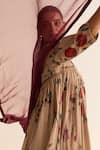 Dot_Wine Organza Embroidered Nakshi Eliza Dupatta _Online_at_Aza_Fashions