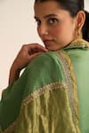 Dot_Green Chanderi Embroidered Dabka Mridini Zari Border Dupatta _Online_at_Aza_Fashions