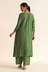 Shop_Dot_Green Cotton Silk Embroidered Dabka Round Mridini Vine Kurta Pant Set _at_Aza_Fashions