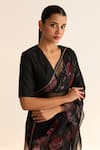 Buy_Dot_Black Cotton Silk Printed Anar Saira Saree _Online_at_Aza_Fashions