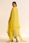 Shop_Dot_Yellow Organza Embroidered Thread Star Bell Dupatta _at_Aza_Fashions