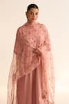 Buy_Dot_Pink Organza Printed Rose Dupatta _at_Aza_Fashions