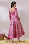 Shop_Gulaal_Pink Cotton Brocade Deep Square Banarasi Floral Pattern Anarkali _at_Aza_Fashions