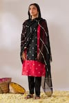 Buy_Gulaal_Red Cotton Brocade V Neck Woven Kurta Pant Set _Online_at_Aza_Fashions