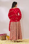 Shop_Gulaal_Red Cotton Brocade Scalloped V Banarasi Woven Flared Lehenga Set _at_Aza_Fashions